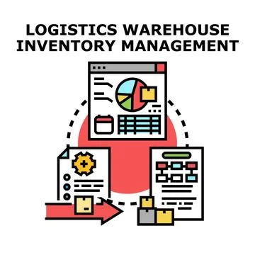 Logistics warehouse inventory management system process concept Stock Illustration