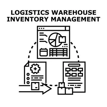 Logistics warehouse inventory management system process concept Stockillustratie