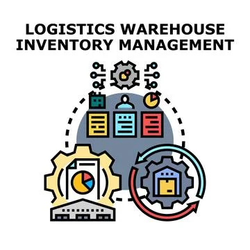 Logistics warehouse inventory management system process concept Stock Illustration