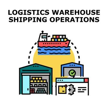 Logistics warehouse shipping operations concept illustration 스톡 일러스트