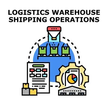 Logistics warehouse shipping operations concept illustration Stock Illustration