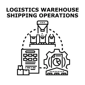 Logistics warehouse shipping operations concept illustration Stock Illustration