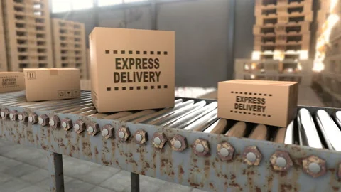 Logistics warehouse where cardboard boxes with parcels are stored seamless loop Stock Footage 129665569