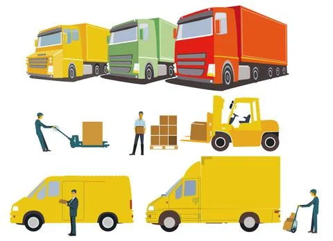 Logistik- Transporte--.jpg Logistik Industrie, Versand und Zustellung, ill... Stock Photos