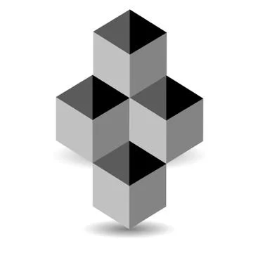 Logo with 3d boxes and shadow Stock Illustration