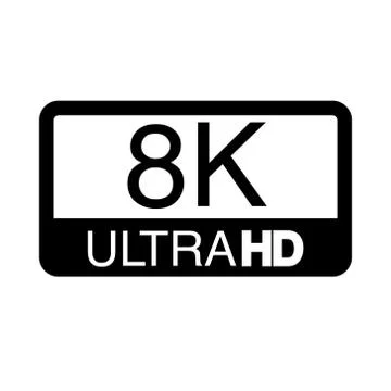 Logo 8K Ultra HD. Vector illustration of 8K video. Stock Illustration