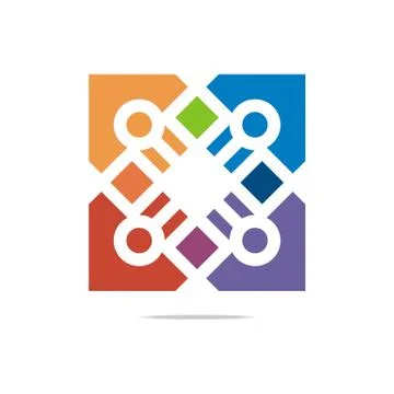 Logo abstract connection circle square element vector Stock Illustration