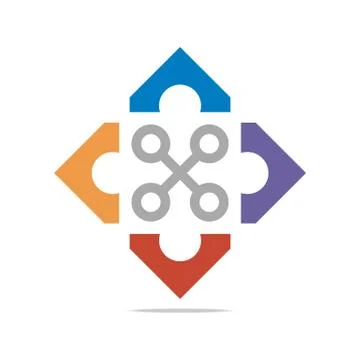 Logo abstract connection circle square element vector Stock Illustration