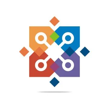 Logo abstract connection circle square element vector Stock Illustration