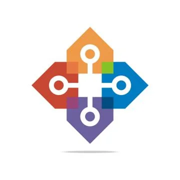 Logo abstract connection circle square element vector Stock Illustration