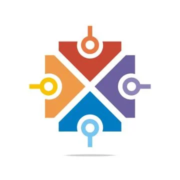 Logo abstract connection circle square element vector Stock Illustration