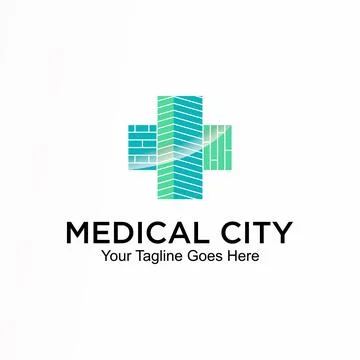 Logo, Abstract, Graphic, Plus symbol and building Stock Illustration