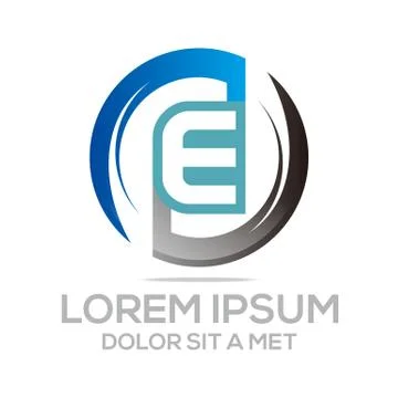 Logo Abstract Letter E Circle Vector Stock Illustration