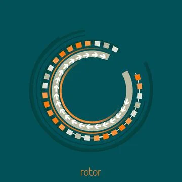 Logo with abstract rotating wheel. Vector Stock Illustration