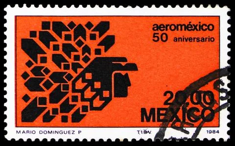 Logo Aeromxico, representing an eagle head knight, 50th. Anniversary Of The.. Stock Photos