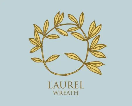 Logo of ancient Greece, antique symbol laurel wreath vintage, engraved hand Stock Illustration