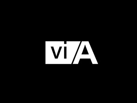 VIA Logo and Graphics design vector art, Icons isolated on black background Illustrazione stock