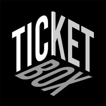 Logo and text TICKET BOX in a 3D box, isolated on black background. 스톡 일러스트