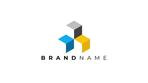 Logo animation of 3D 3 Dimensional stacked 3 cube with flat shadow style  Stock Footage 303687581