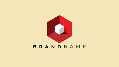 Logo animation of white 3D 3 Dimensional cube inside red hexagon box with light  Stock Footage 303687594