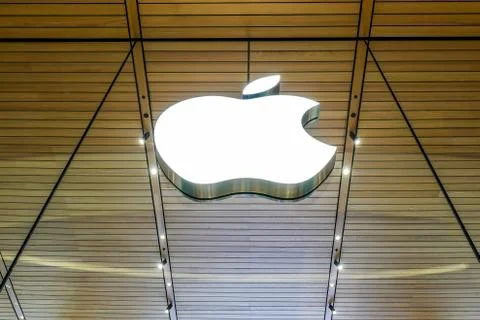 Logo of Apple in the store opened its long-awaited first store at icon siam Stock Photos