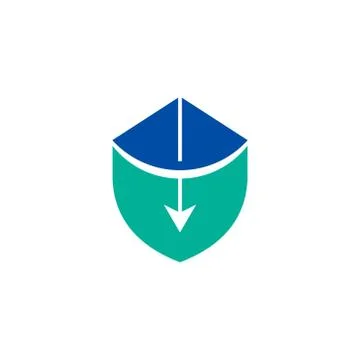 Logo of an arrow and bow in a shield shape Stock Illustration