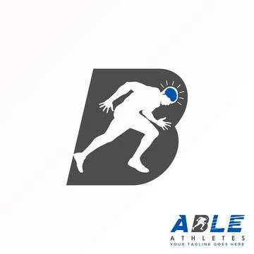 Logo B. Runner design. Champion image. Abstract font concept. Illustrazione stock