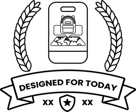 A logo for a backpack that is designed for today Stock Illustration