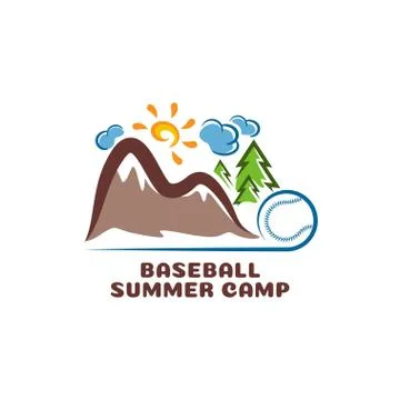 Logo baseball summar camp. Fun cartoon logo. Stock Illustration