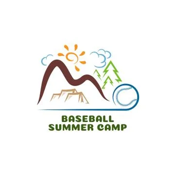 Logo baseball summar camp. Fun cartoon logo. Stock Illustration