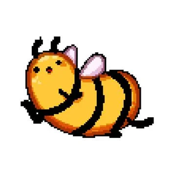 Logo bee character pixel art vector illustration Stock Illustration