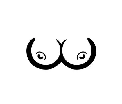 Logo with Big Round Boobs isolated on white background - Adult Vector Stock Illustration