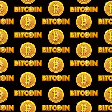 Logo Bitcoin illustration seamless pattern background golden coins isolated.. Stock Illustration