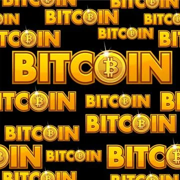 Logo Bitcoin illustration seamless pattern background golden coins isolated.. Illustrazione stock