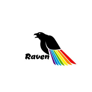 Logo black raven with colored wing Stock Illustration