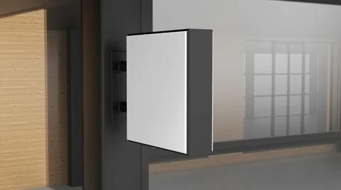 Logo black rectangular mockup shop 3d illustration rendering 스톡 일러스트