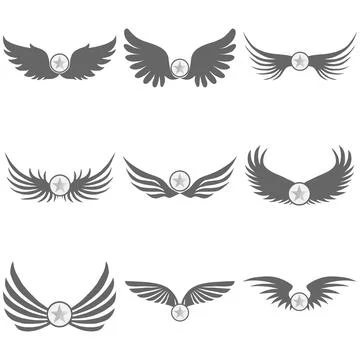 Logo of black wings with a star Stock Illustration
