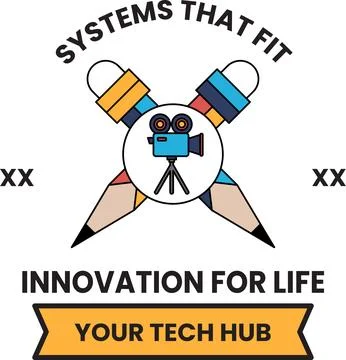Logo blends tech and creativity with bold lines イラスト素材