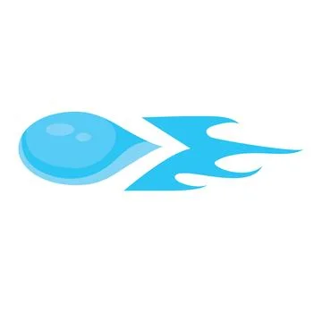 Logo, blue stylized water drop flies to the side, isolated object on a whit.. Stock Illustration