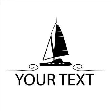 Logo with boat and text. Illustrazione stock