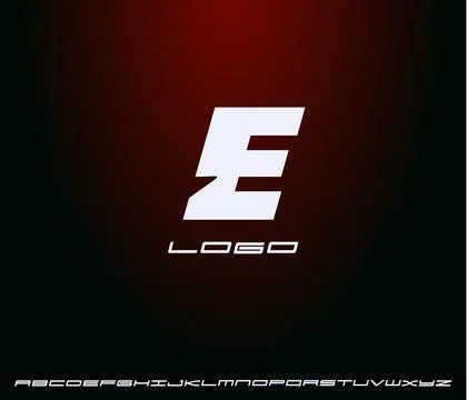 Logo of bold italic letter E, heavy monogram, first letter of name. Futuristic Stock Illustration