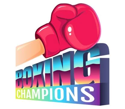 Logo for boxing in 80s style. Stock Illustration