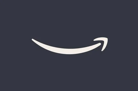 The logo of the brand Amazon on dark background Stock Illustration