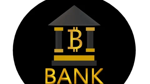LOGO BTC BANK.   cryptobank icon. logo btc. bitcoin BANK . crypto. coin Stock Footage 293020919