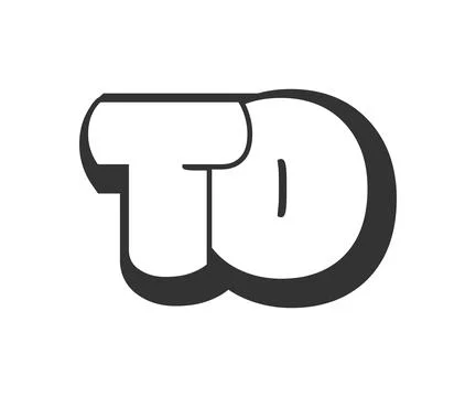 TO logo, bubble comic lettering, rounded in graffiti style black and white .. Stock Illustration