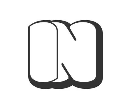 IN logo, bubble comic lettering, rounded in graffiti style black and white .. Stock Illustration
