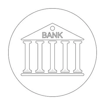 Logo building or courthouse with columns and the inscription Bank on the roof Ilustración de archivo