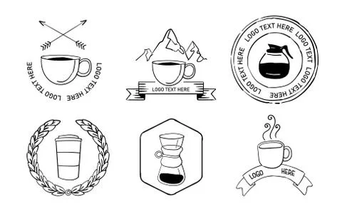 Logo cafe set collection for template banner hand drawing sketch white isolated Иллюстрация