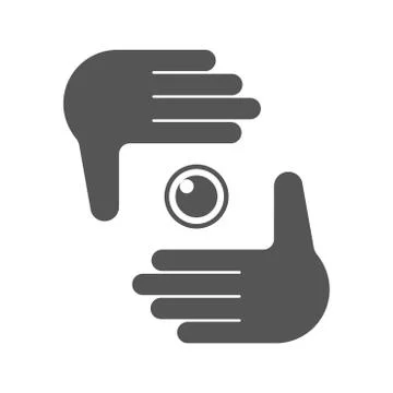 Logo camera in the hands of the photographer Illustrazione stock