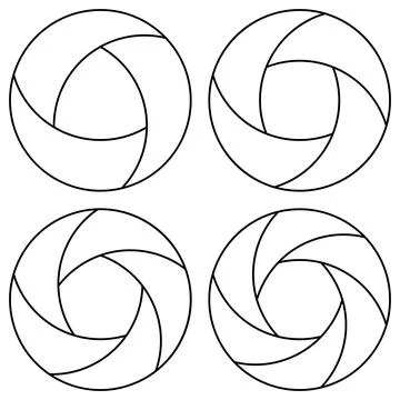 Logo camera shutter, lens blade photography, aperture, objective cam Stock Illustration